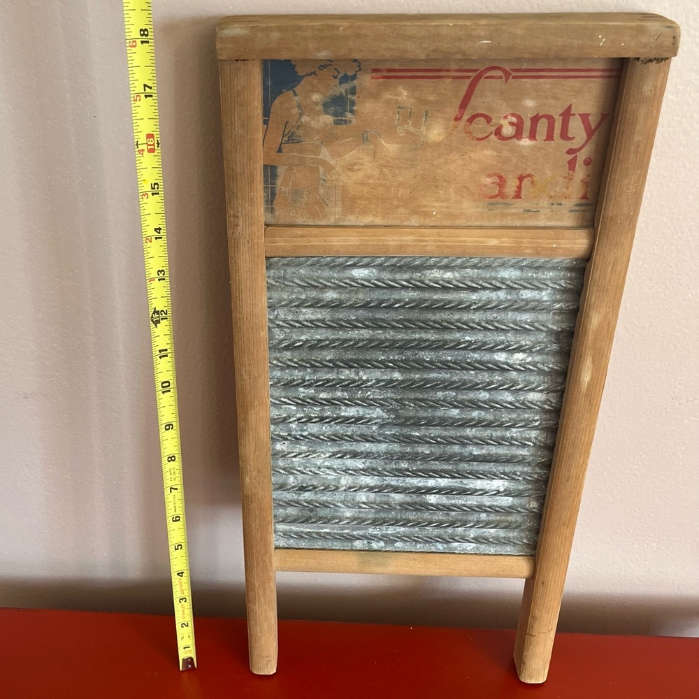 Vintage Scanty Handy Wooden Washboard with Metal Scrubbing Surface for Lingerie - Picture 3 of 9